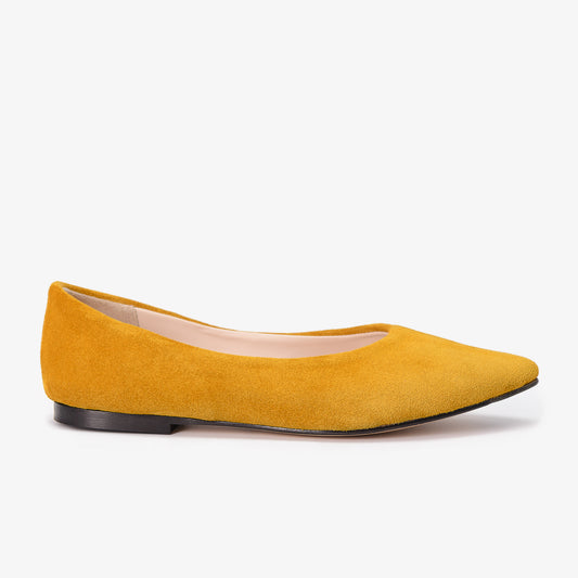 Yellow Suede Leather Flat Shoes