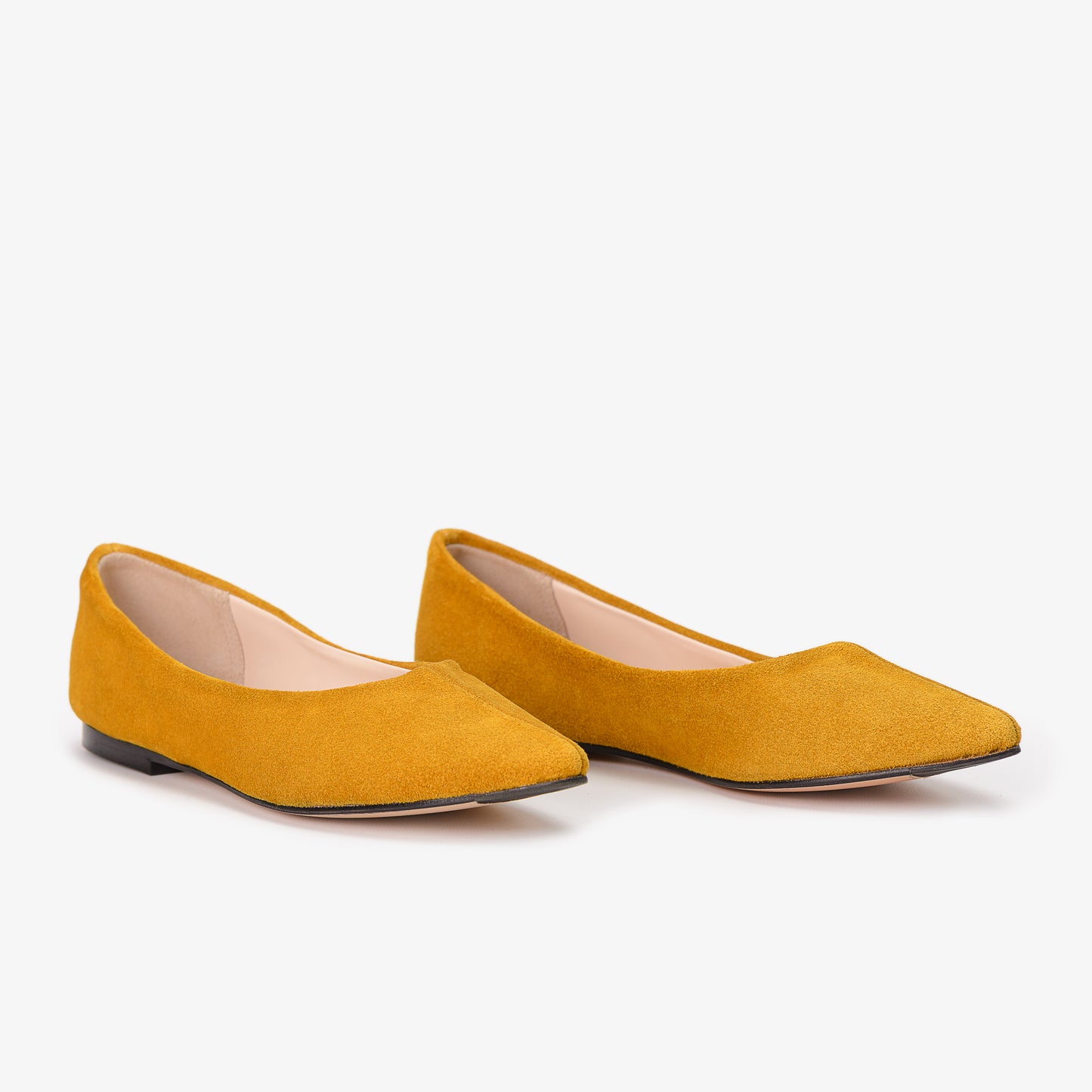 Yellow Suede Leather Flat Shoes