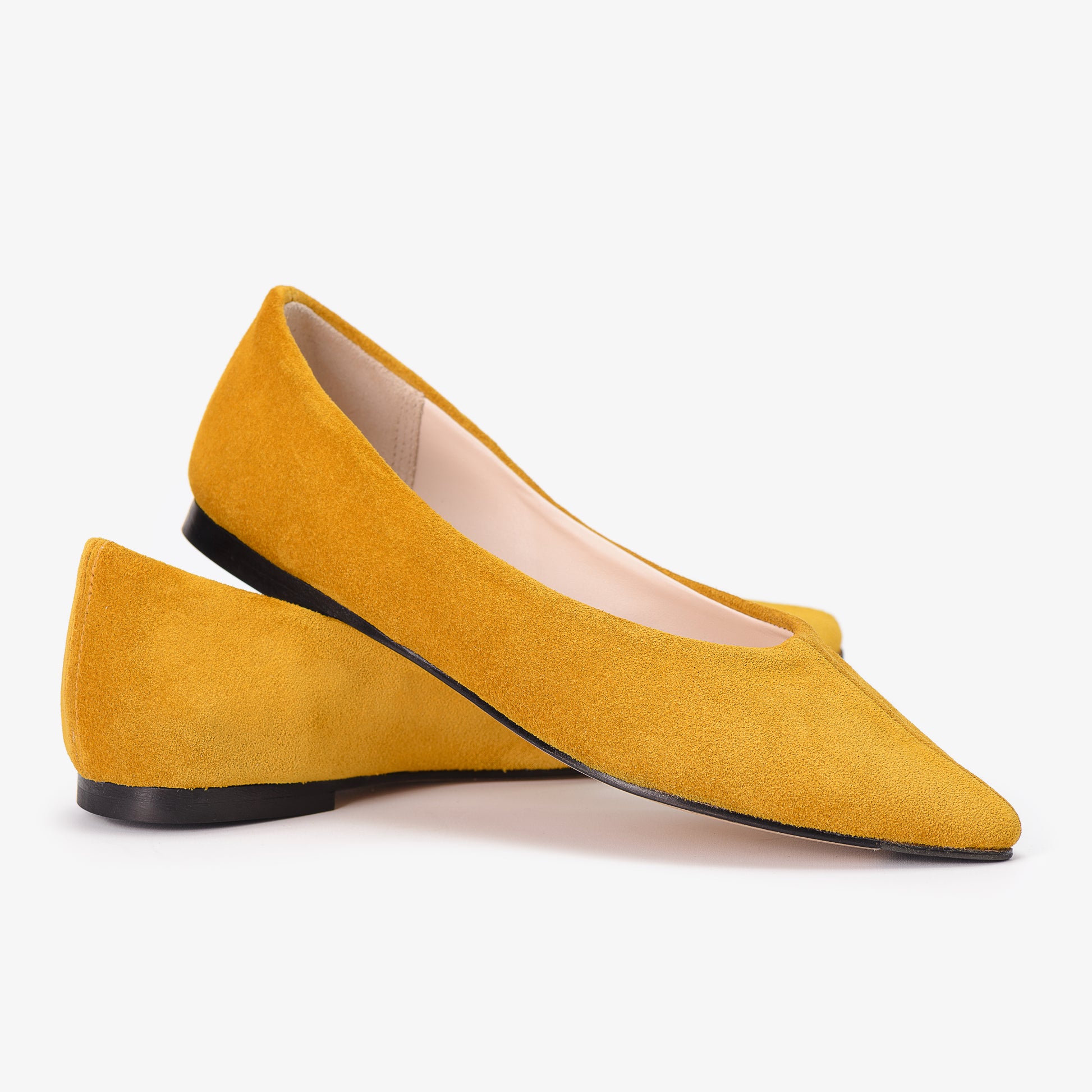 Yellow Suede Leather Flat Shoes