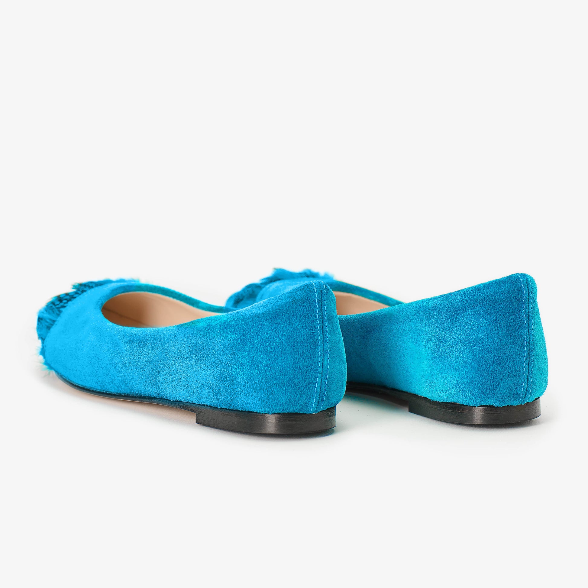 Turquoise Suede Shoes with Peacock Feather