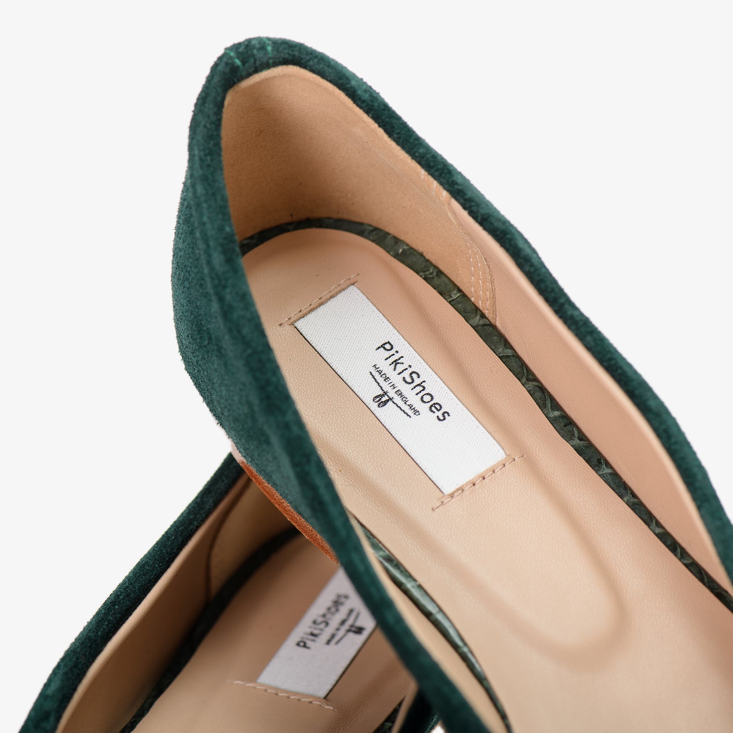 Green Suede Leather Flat Shoes