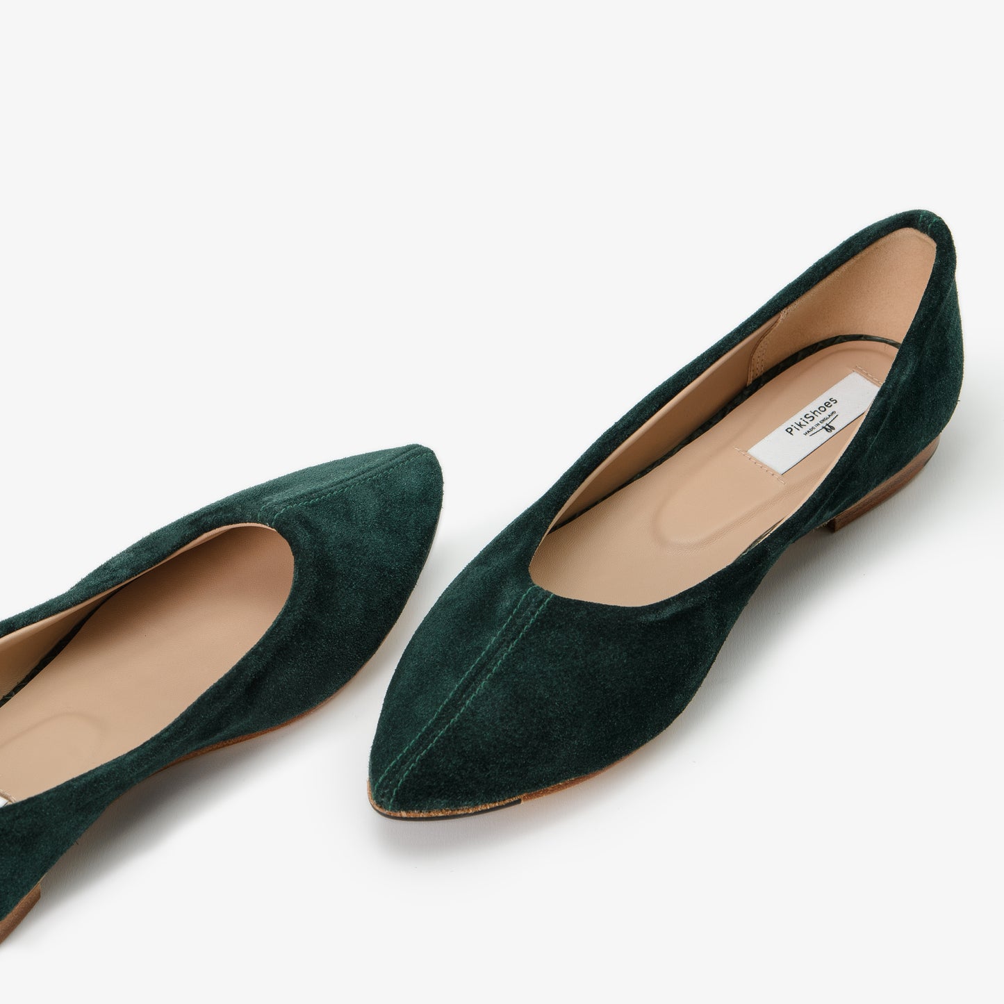 Green Suede Leather Flat Shoes