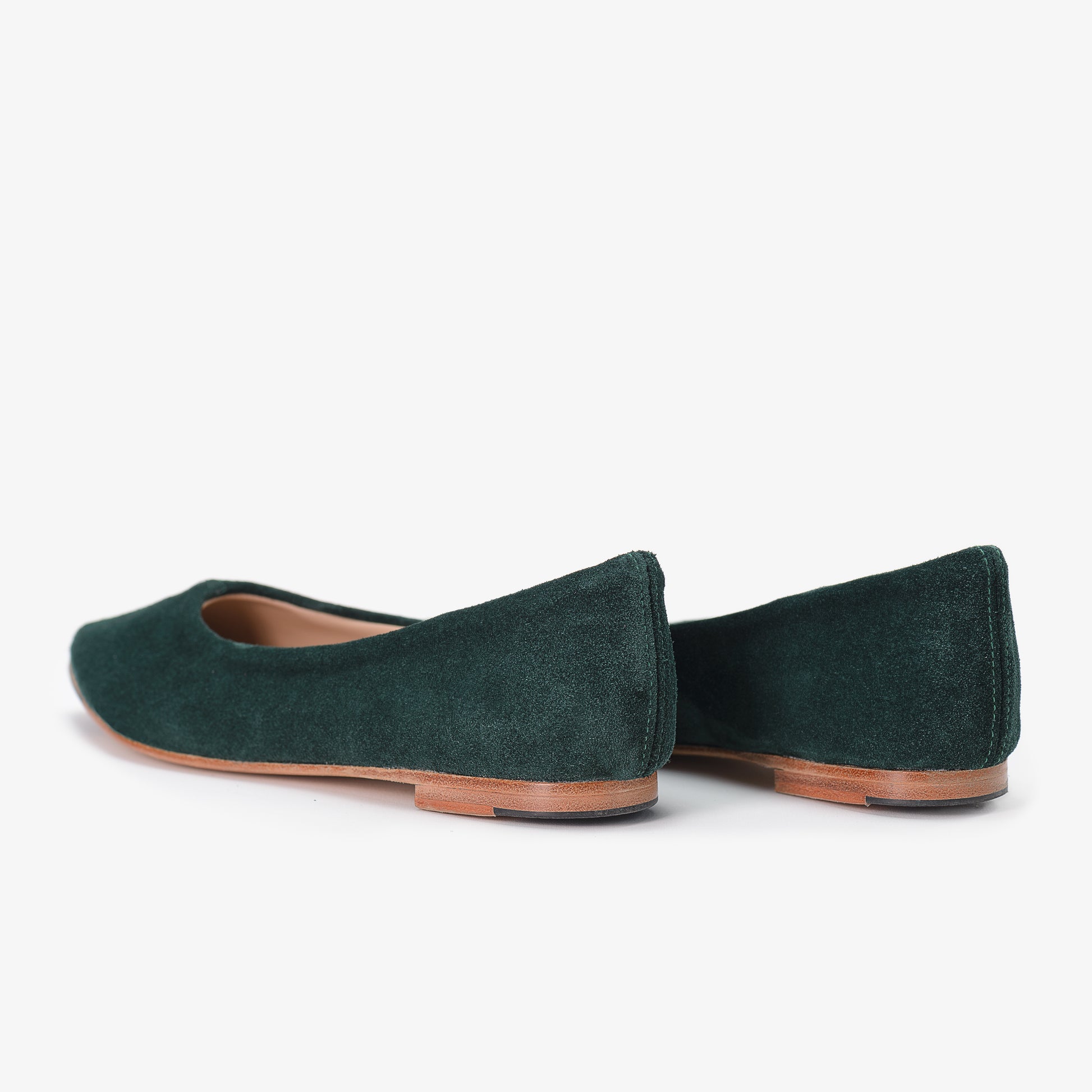 Green Suede Leather Flat Shoes