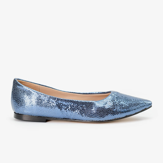 Blue Crackle Effect Leather Pumps